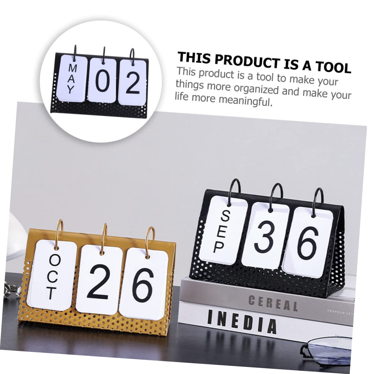 Lurrose 5stücke Metall Tischkalender Minimalistischer -kalender Für Schreibtisch Und Büro Eisenkonstruktion Drehbar Stilvolles Für Zuhause Und Arbeitsplatz