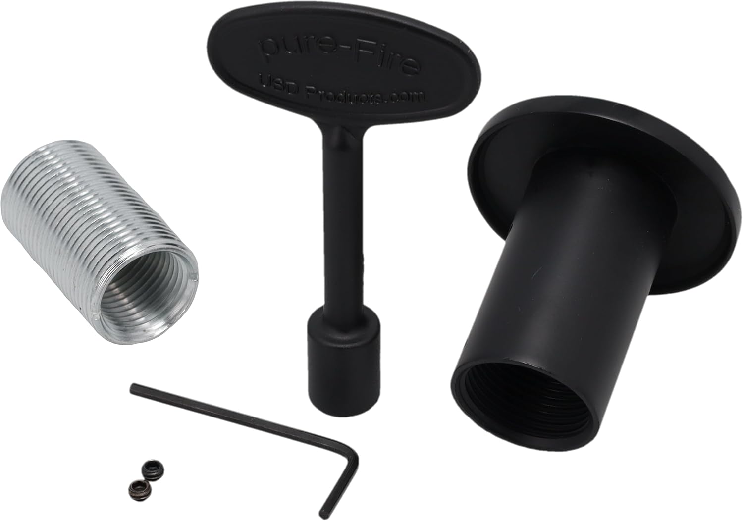 Supplying Demand LLFLGKIT-FB Fireplace Fire Pit | Log Lighter Gas Valve Kit with Universal Flange and 3" Key Flat Black
