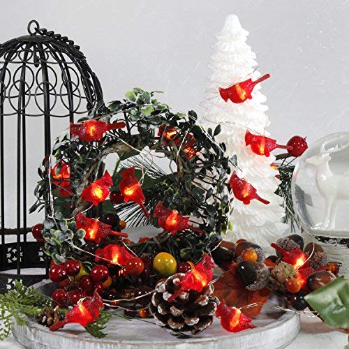 Impress Life Christmas Cardinal Decorative String Lights, 3D Red Bird Themed Battery Operated 10 Ft 20 Leds With Remote For Diy Home New Year Party, Holiday Wedding, Bedroom, House Decoration #TOP6