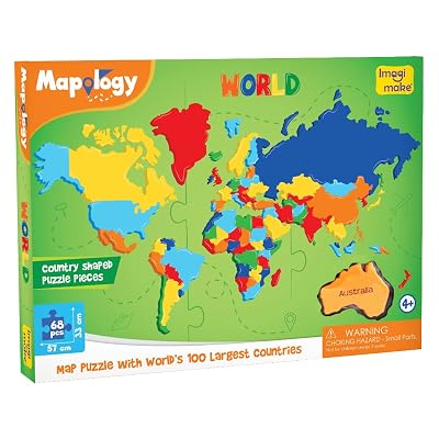 Imagimake: Mapology World- World Map and Its Countries- Learning Aid & Educational Toy- Jigsaw Puzzle- for Kids Age 4 an