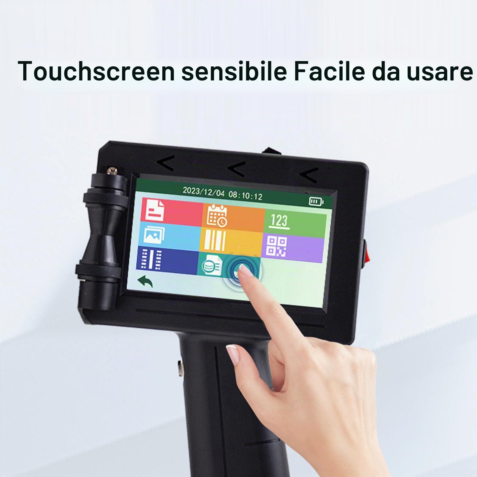 Hyuduo Stampante Portatile a Getto D'inchiostro con Touchscreen HD per Codice a Barre, Codice QR e Etichette su Legno Tessuto Plastica per Imballaggi