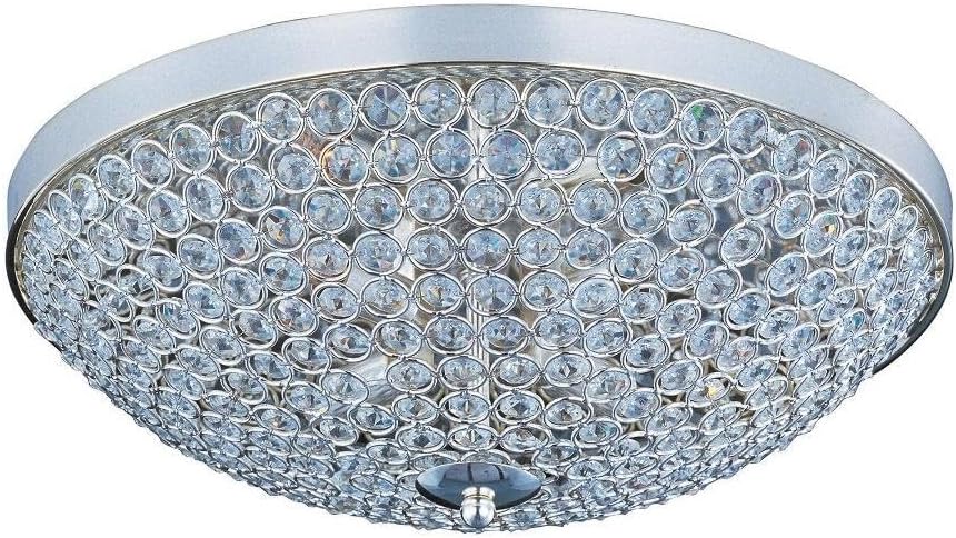 Maxim Lighting Glimmer 4-Light Flush Mount | Plated Silver Finish | Transitional Indoor Light Fixture | Ideal for Bedrooms, Hallways & Entryways | Dimmable | Home Decor Ceiling Fixture | 39871BCPS