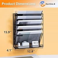 Vista 2 de Kuntine.B 6-Tier Wall File Organizer Hanging File Organizer Cubicle Organizer Wall File Holder for Office Home, Black