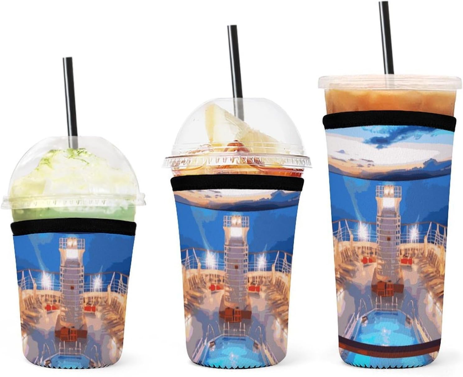 3 Pack Neoprene Cup Sleeves, Stretchy Reusable Drink Cup Cover Universal