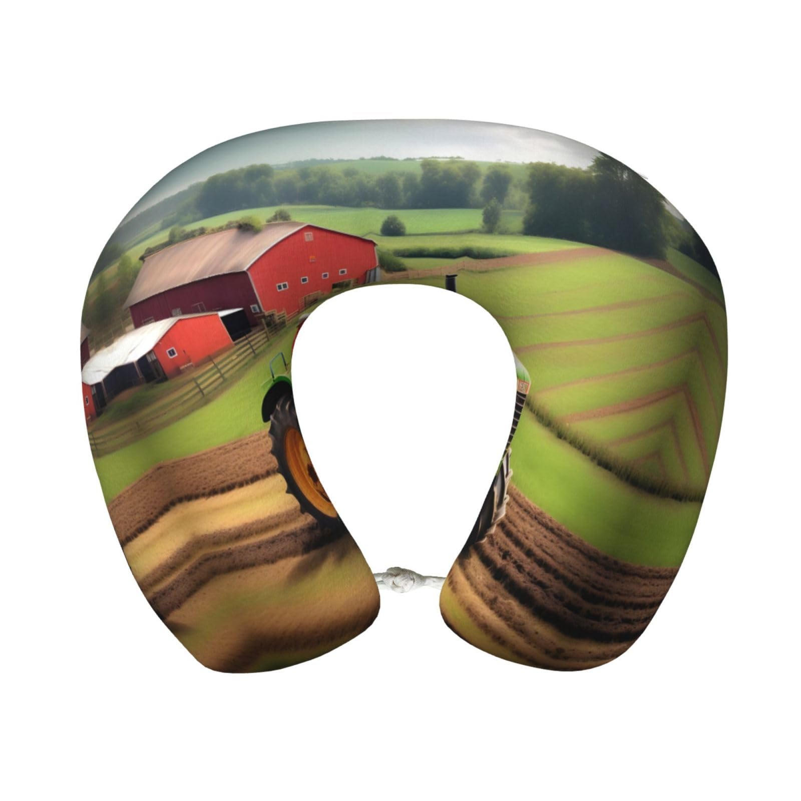 peiyeety Tractor Farm Pattern Print Custom U-Shaped Pillow,Memory Foam Cervical Neck Travel Pillow,for Home,Camping,Travelling