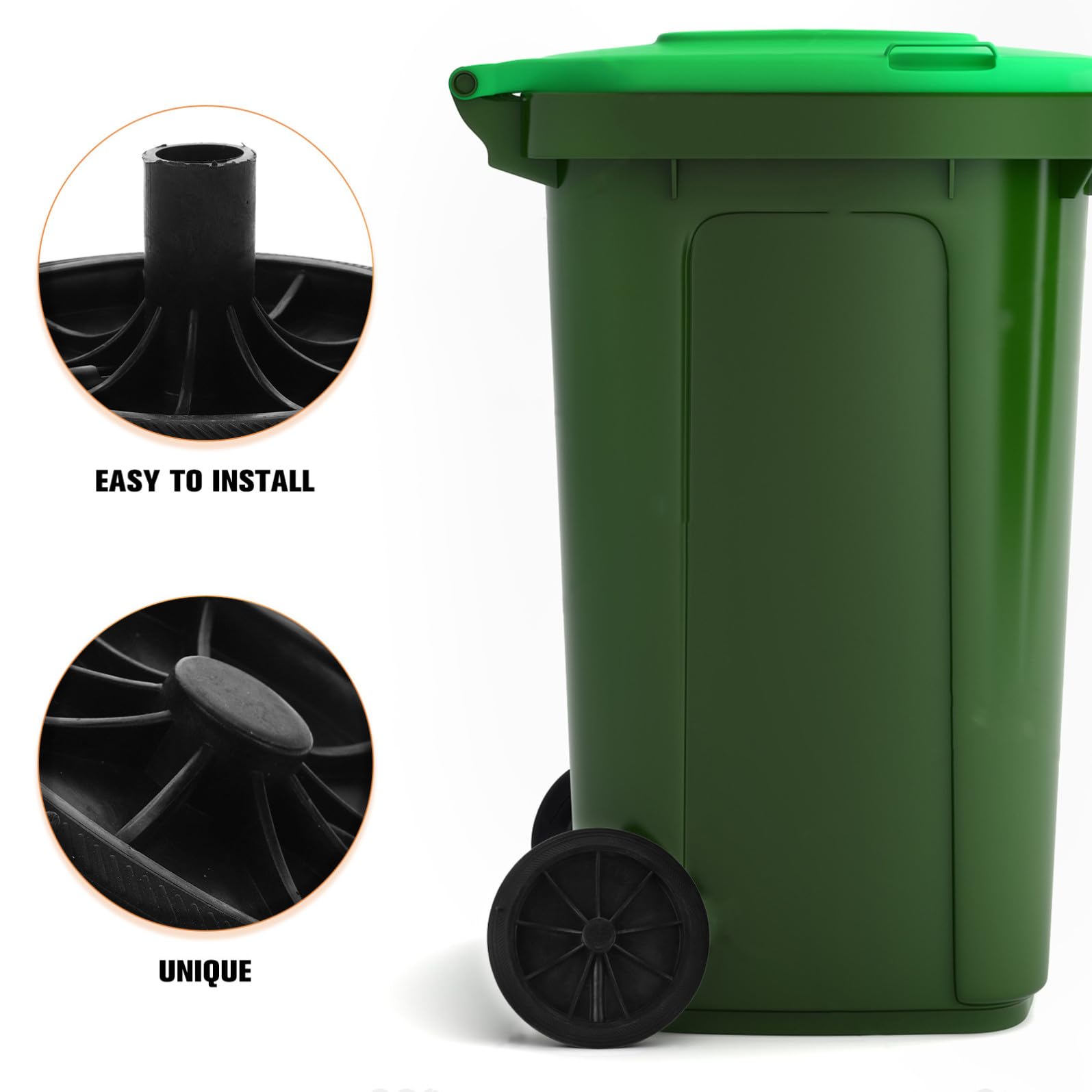 iplusmile Ruote di Ricambio in Plastica per Bidoni Spazzatura 2 Pezzi Nero Foro 2,3cm per Asse ≤2,2cm, Sostituzione Facile e Bilanciamento per Bidone Spazzatura e Carrello Esterno