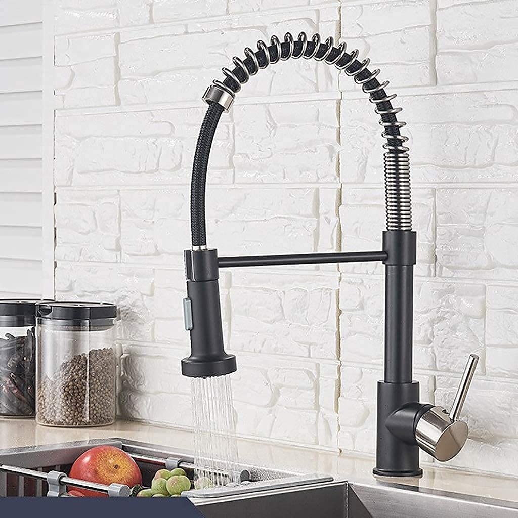 Robinet de cuisine mitigeur d'évier noir à douchette extractible