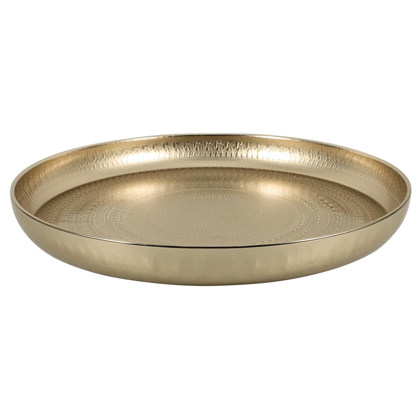 Bandeja de Metal Dorada Diseño Simple y Elegante Redonda para Servir Frutas y Té, Portátil y Fácil de Usar, Adecuado para Picnic y Fiestas