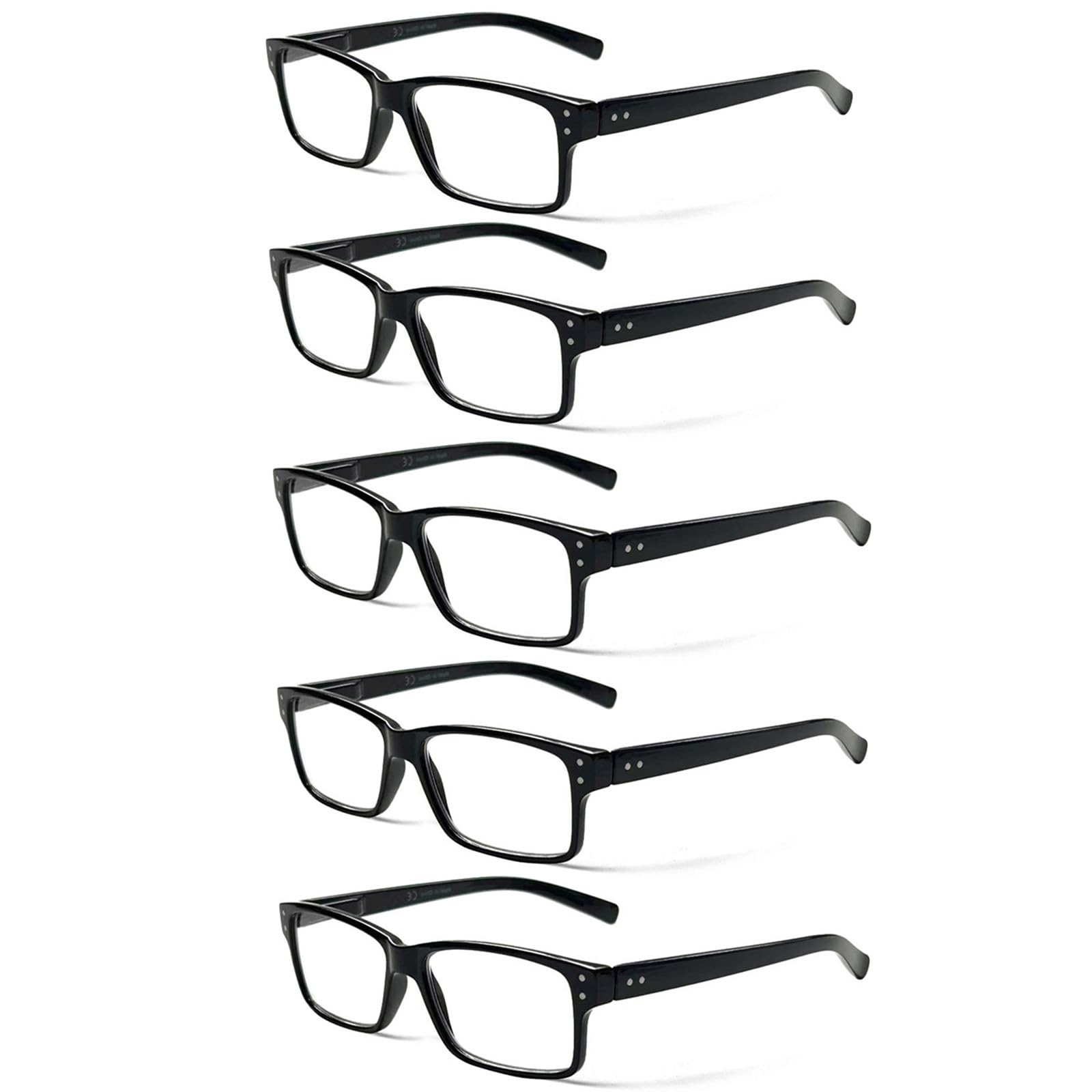NORPERWIS Reading Glasses 5 Pairs Quality Readers Spring Hinge Glasses for Reading for Men and Women (5BLACK, 6.00)