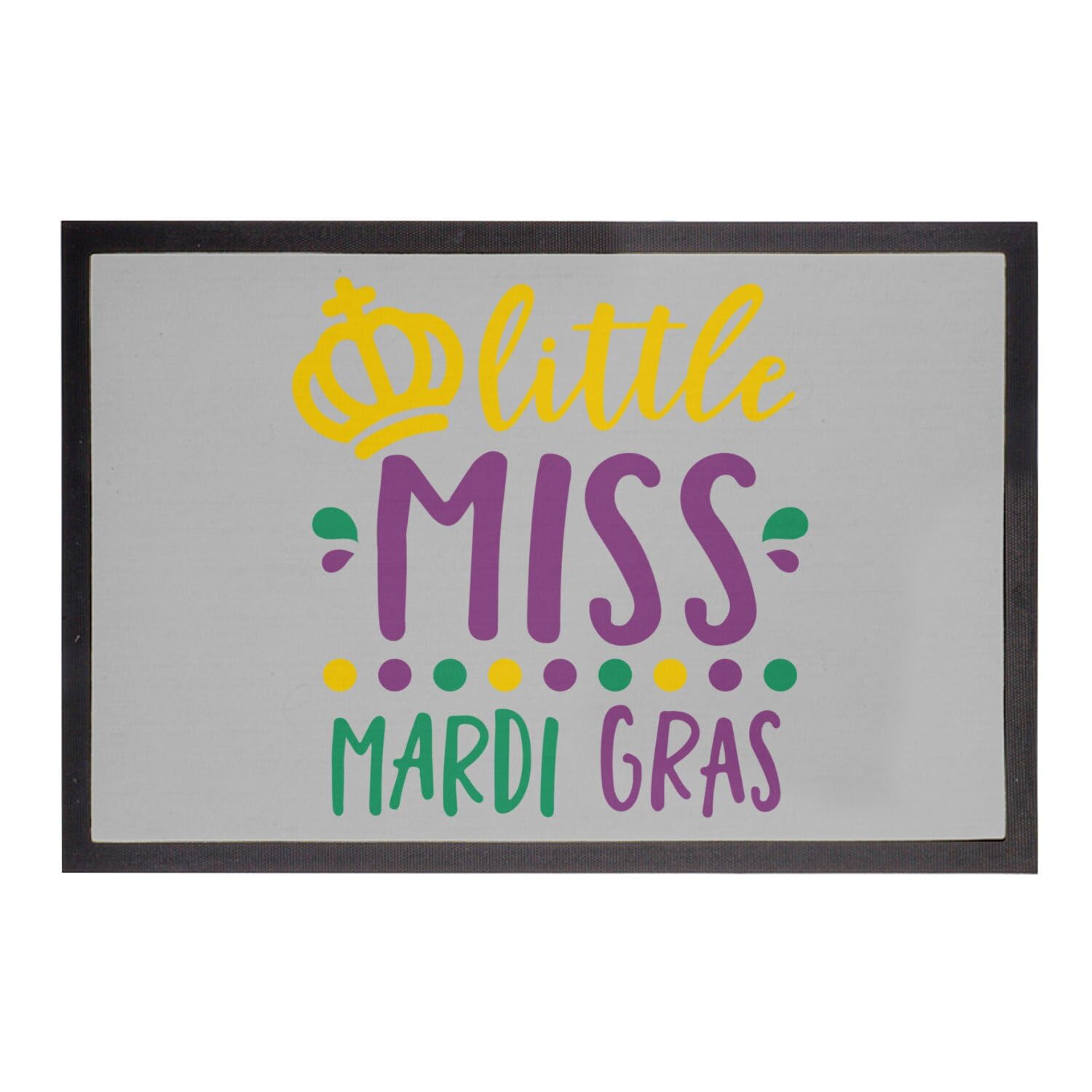Paillasson d'entrée gris de 75x50cm motif Little Miss Mardi Gras