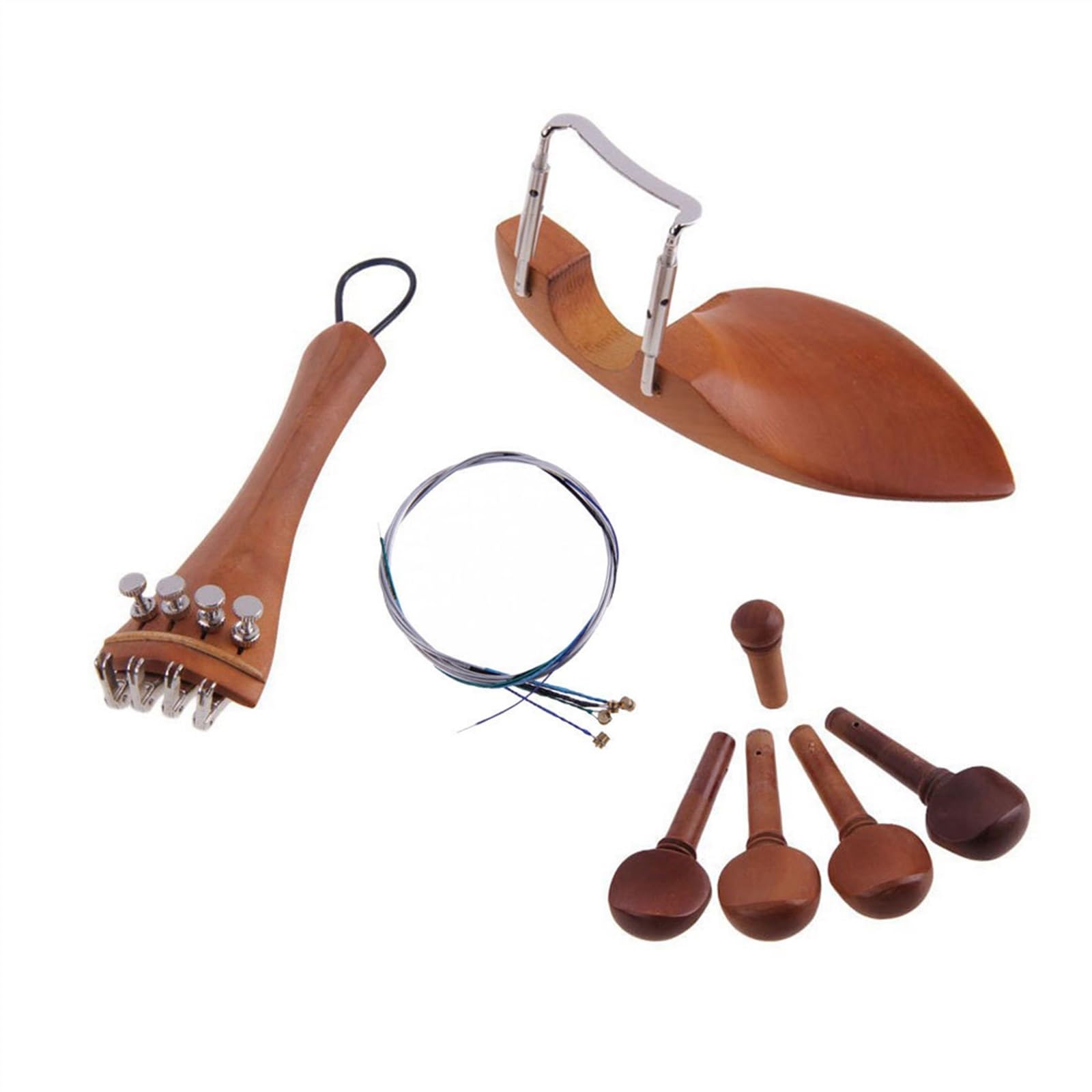 Accessori per violino Accessori In Legno Di Giuggiola Per Violino 4/4 Un Set Completo Di Picchetti Cordiere Poggia Mento Viti E Corde Di Violino Per La Messa A Punto.