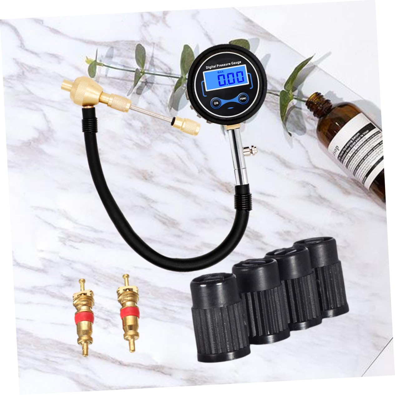 SOLUSTRE Manometer for Off-Road Vehicle Digital Tire Pressure Gauges High Precision Auto Alarm LCD Display