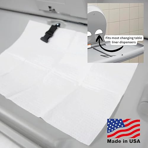 Miniatura 4 de Forros desechables de 3 capas para cambiador de bebés (paquete de 50), fabricados en Estados Unidos, biodegradables, acolchados, ecológicos,