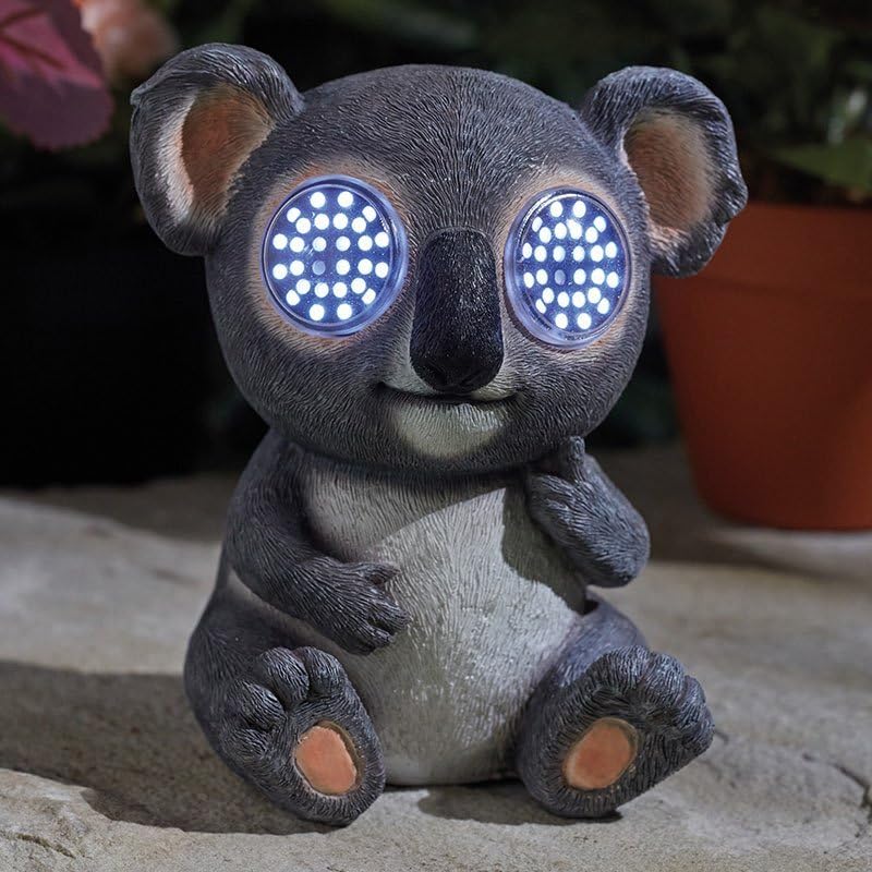 Smart Solar Koala LED Garden Ornament, Solar Powered with Blinking Eyes, 13 x 10 x 11 cm
