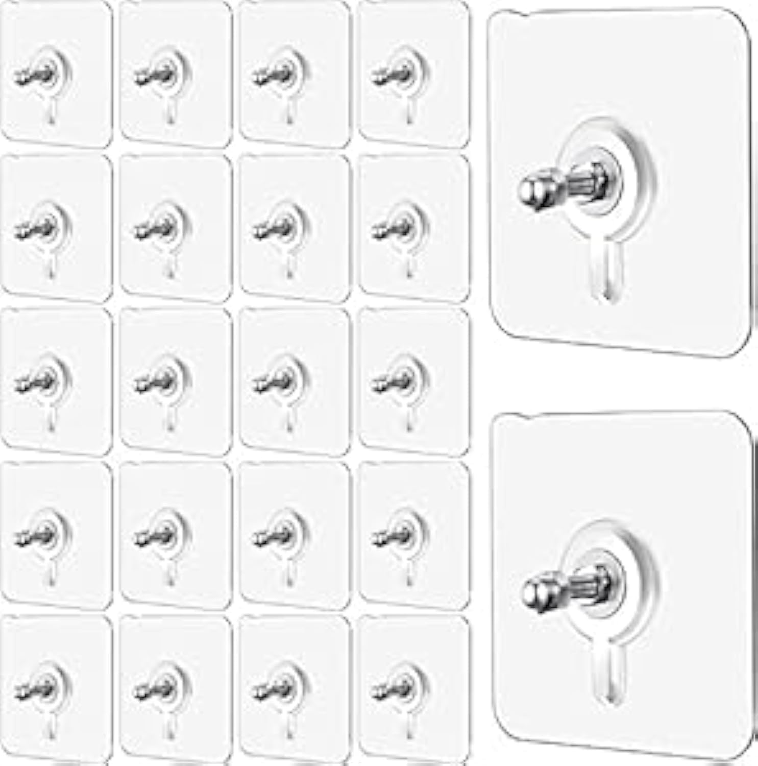 ZIVINI Photo Frame Hooks for Wall Without Drilling, 10 Pack Self Adhesive Hooks for Wall Heavy Duty Strong Nail Free for Hanging Photo Frame (Hanging Hook, Transparent) Stainless Steel
