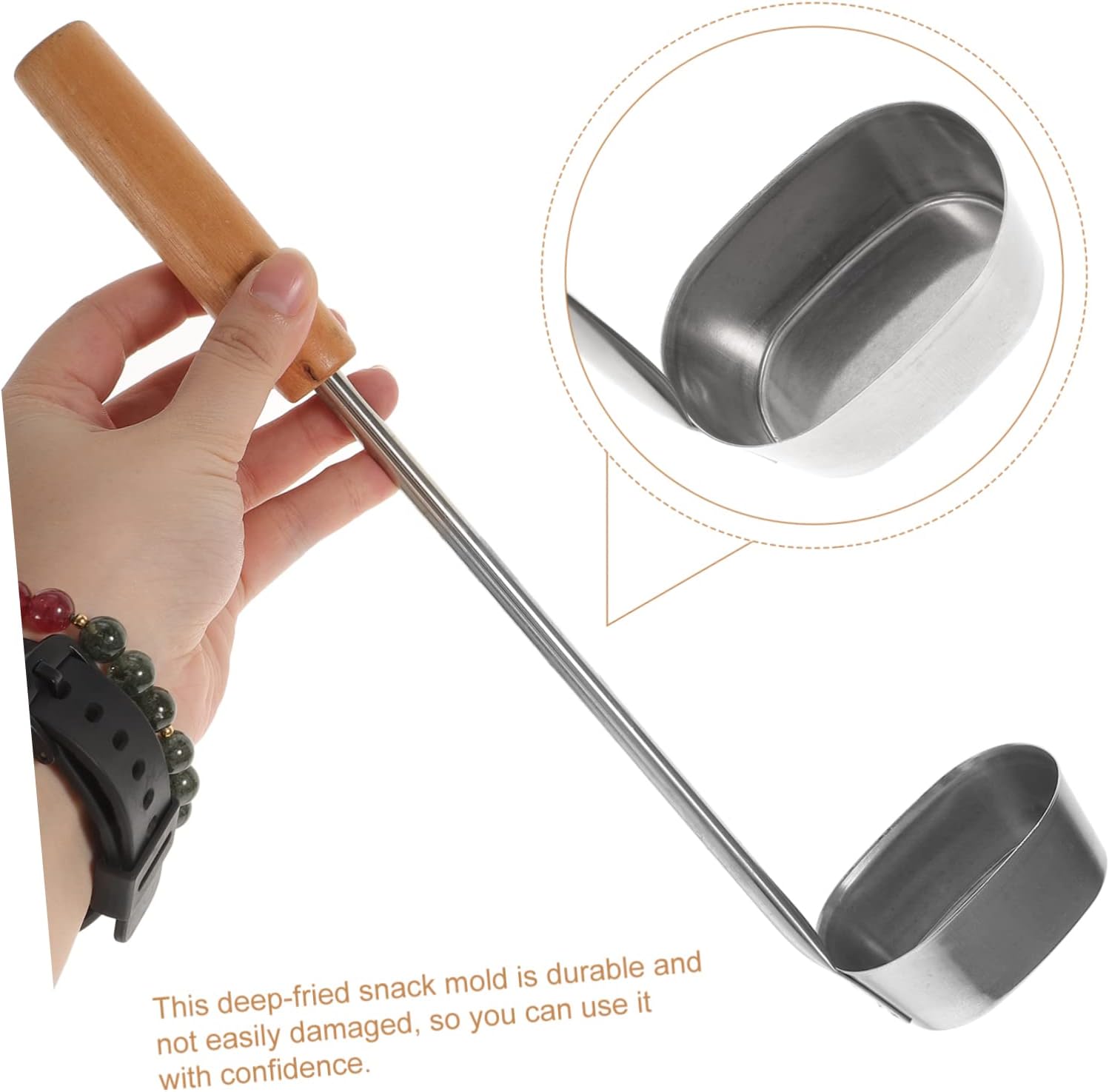 Stainless Steel Oval Frying Mold for Deep-fried Snacks for Carrot Cakes Oil Dumplings Scallion Pancakes Kitchen Gadget for Home Cooks
