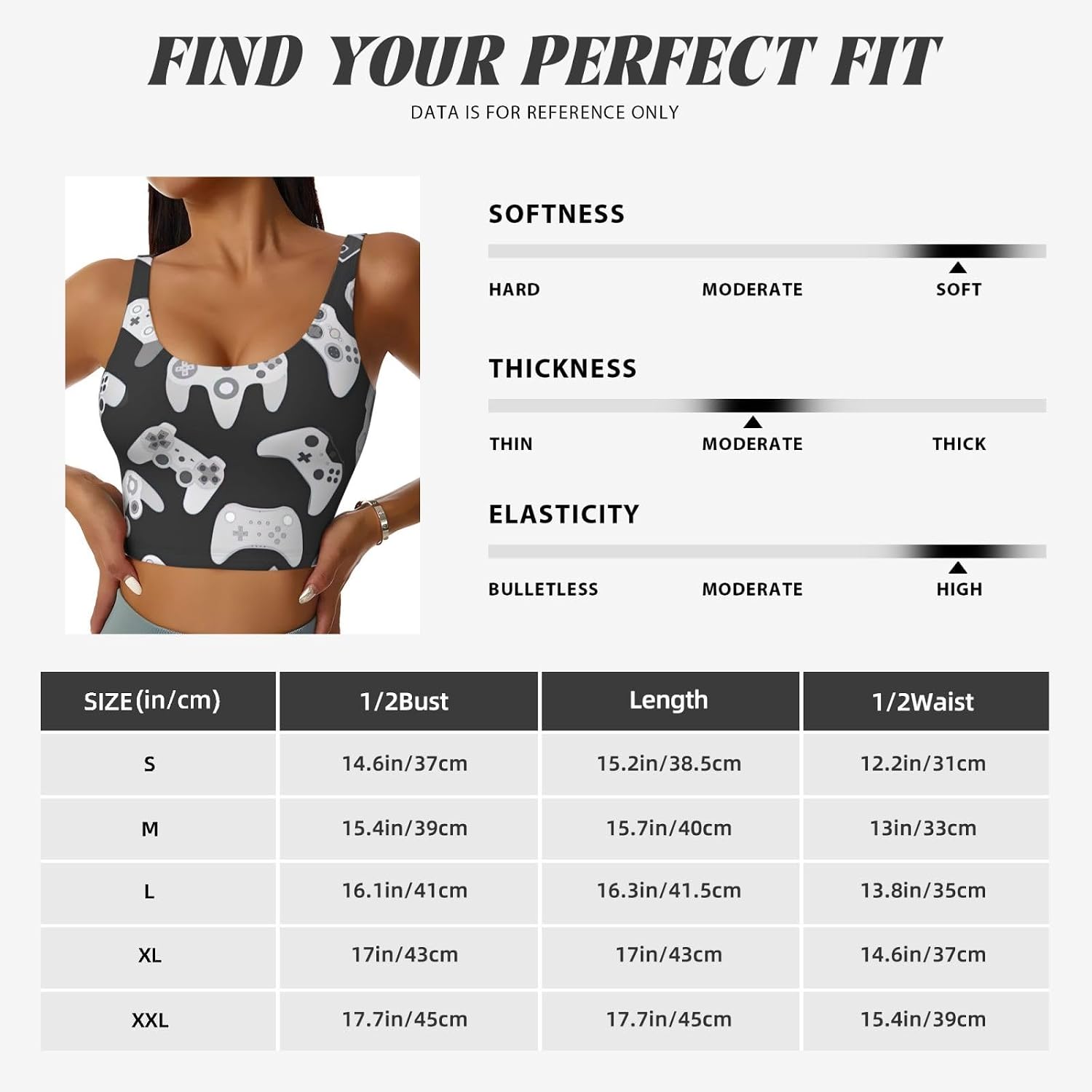 Game Controller Print Women's Strappy Sports Bra, Stretch Gym Bras U Neck Yoga Tops, Comfort Seamless Bra