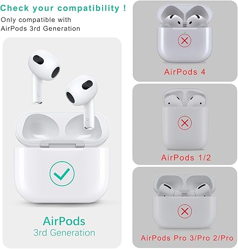 Miniatura 2 de Funda compatible con AirPods 3, funda de silicona suave para AirPods de 3 generación con llavero de pulsera para mujer (rosa)