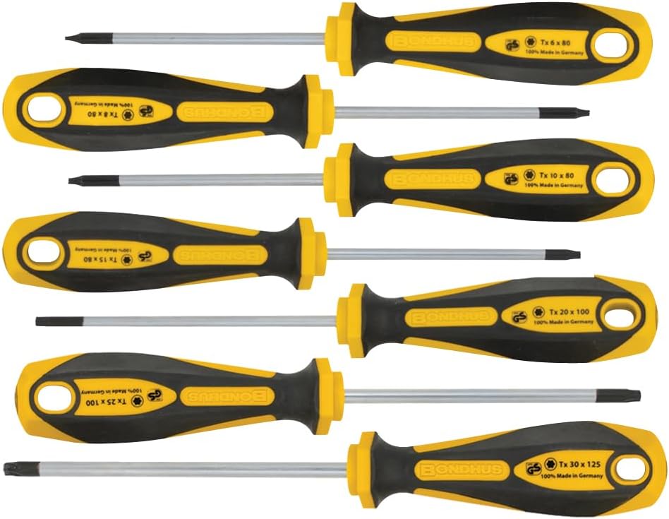 Bondhus Set 7 ComfortGrip™ Torx Screwdrivers; T6, T8, T10, T15, T20, T25 & T30