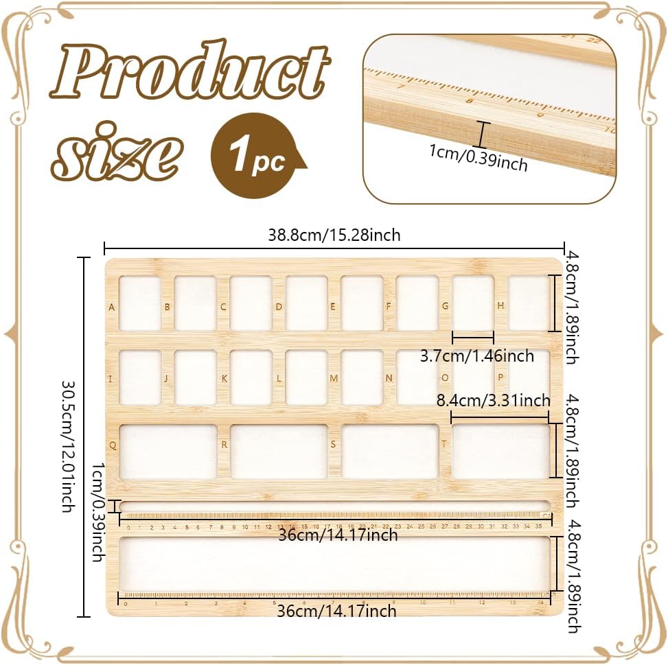 Peacoblue Hardwood Beads Sorting Tray Multiple Velvet Jewelry Design Bead Boards for Necklace and Bracelet Making, Craft Projects & Bead Storage with Ruler, 22 Compartments - Image 2