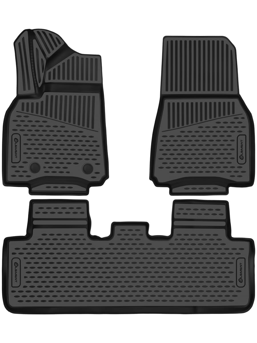 ELEMENT Tappetini Auto in Gomma TPE 3D per TESLA Model Y | 2020 -> | Tappetini Auto Originali 100% Adatti, Tappetini Gomma Auto Universali Resistanti, Tappetini 3D per Auto
