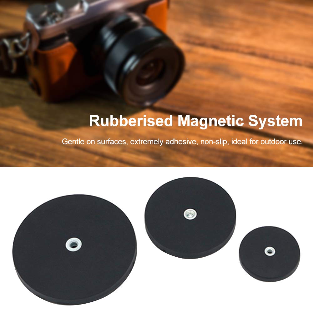 Beatific Lot De 2 Aimants Néodyme Caoutchoutés 88 Mm, Aimants Ronds En Caoutchouc Noir, Capacité De Charge 55 Kg