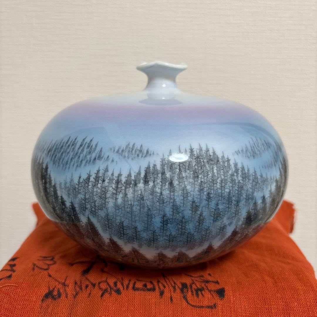 Amazon.co.jp: 藤井朱明 飾り壺 花器 日展人気作家 朝日花瓶 有田焼