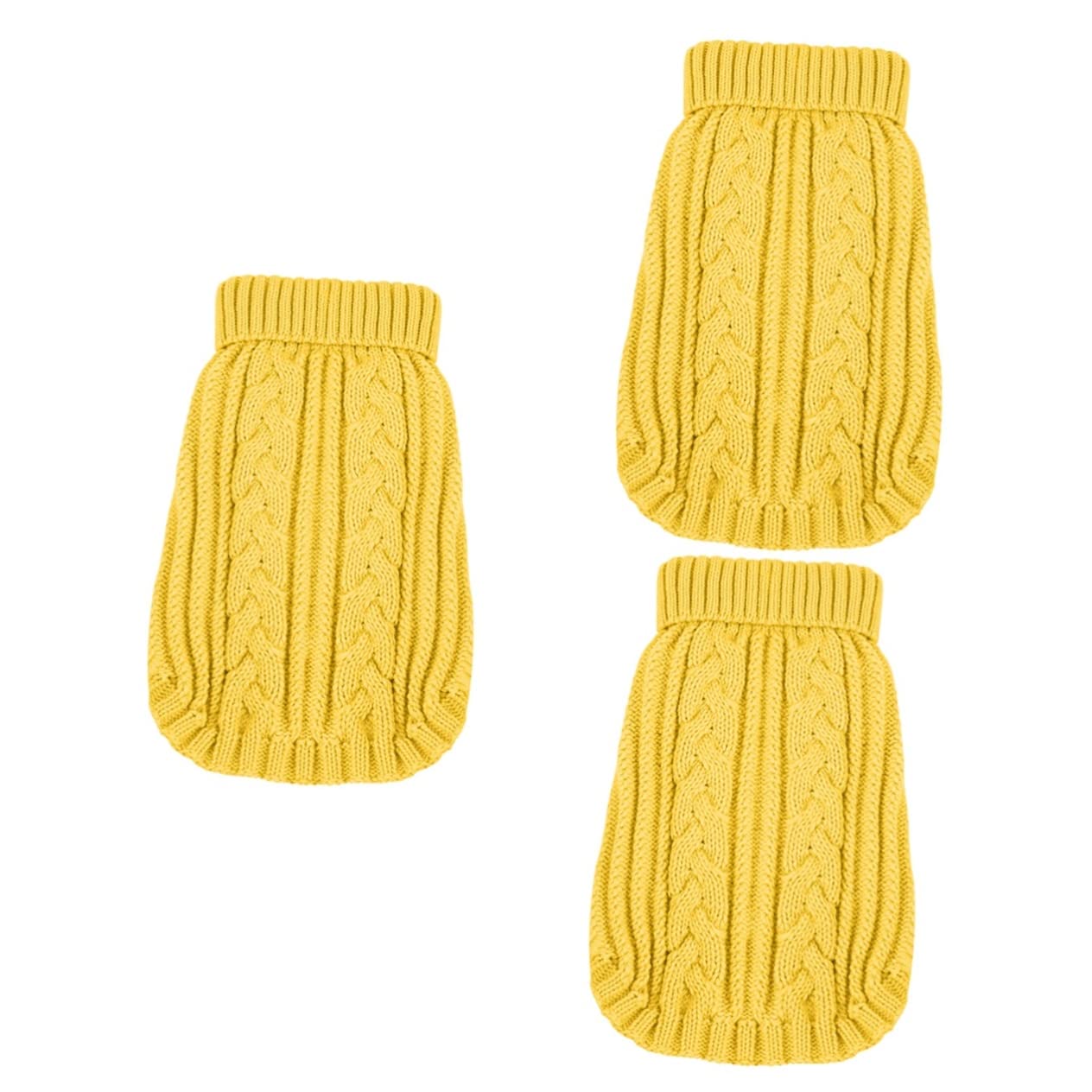 POPETPOP Lot De 3 Pulls pour Petits Chiens Vêtements Tendance en Tricot Jaune Taille XXS Confortables Et Robustes