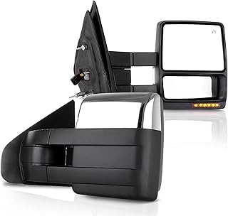 ECCPP Towing Mirrors Pair Set for 2007-2014 for Ford F150 Truck Pickup Power Heated Turn Signal LED Puddle Lamp Chrome Cap Tow Side View Mirror Kit