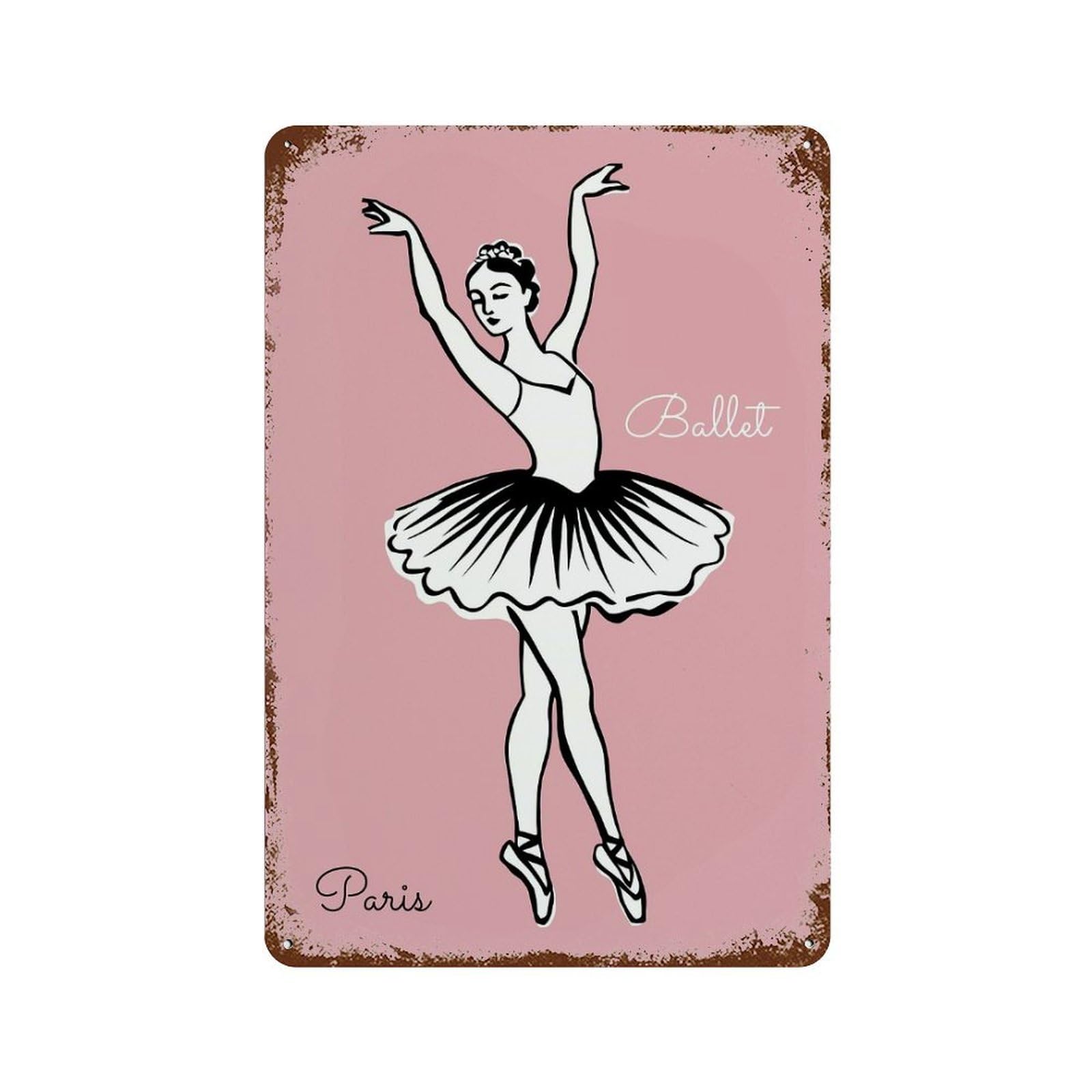 Ballet Dancer in Paris Retro Metal Sign 11.8"x7.9", Old School Wall Decor for Garage, Bar And Workshop Decor
