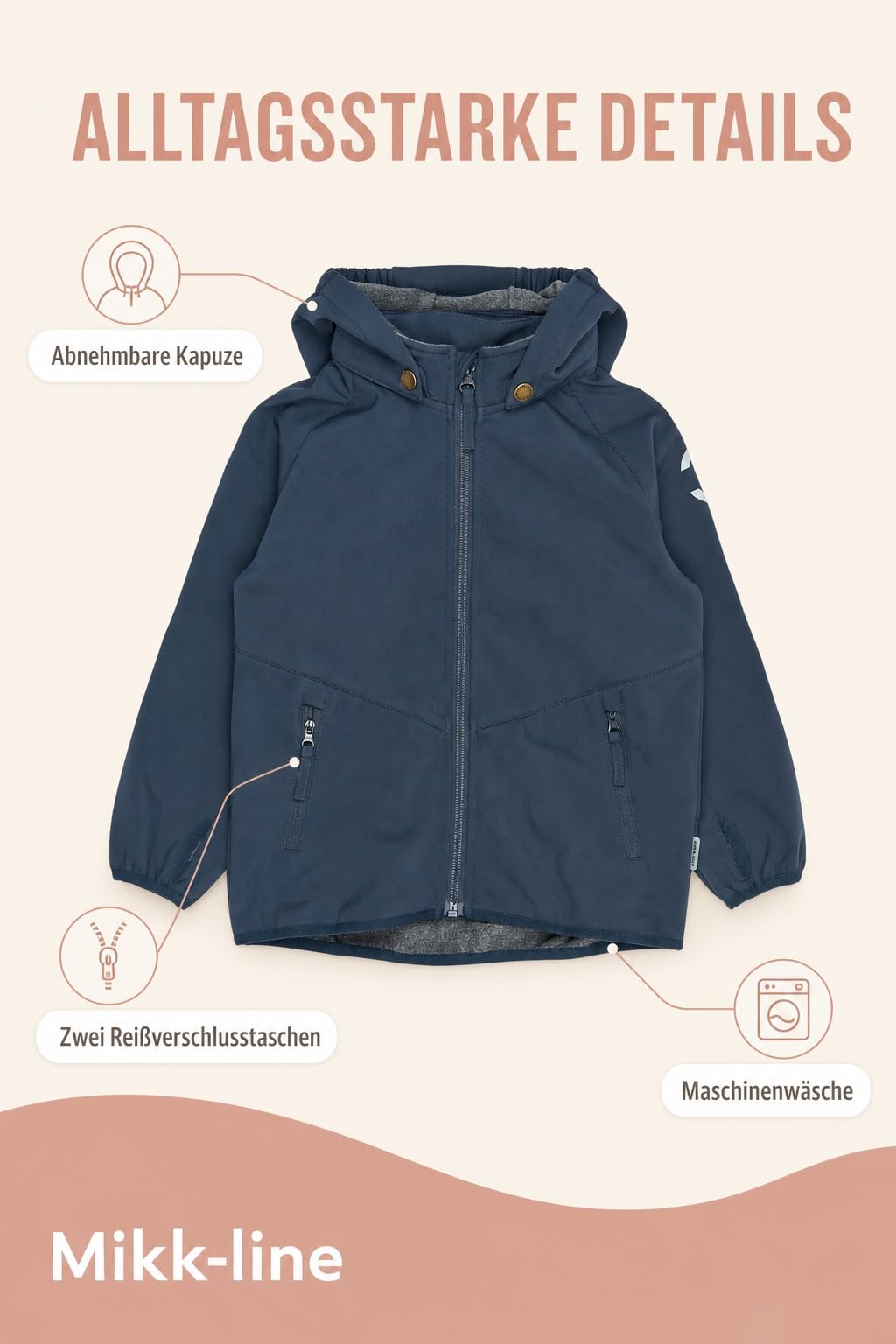 Mikk-line Wodoszczelna kurtka softshell dla dzieci (80-152) | wiatroszczelna, oddychająca kurtka softshellowa dla dziewcząt i chłopców | polarowa kurtka outdoorowa z odblaskami