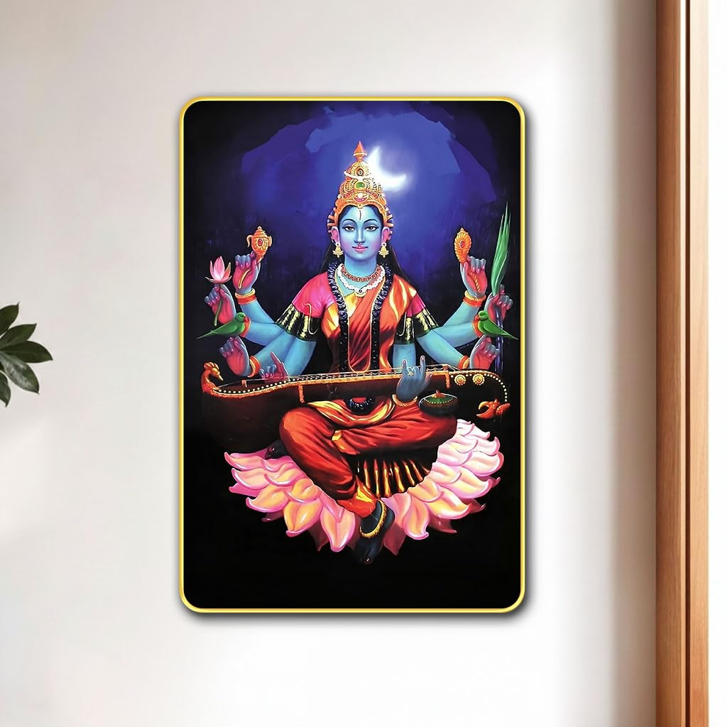 The Castle Decor Raja Shyamala Devi Matangi Wall Art 8x12 Inch | Golden Slim Frame Religious Painting | HD Printed Spiritual Wall Decor for Home Temple & Meditation Space-image-6