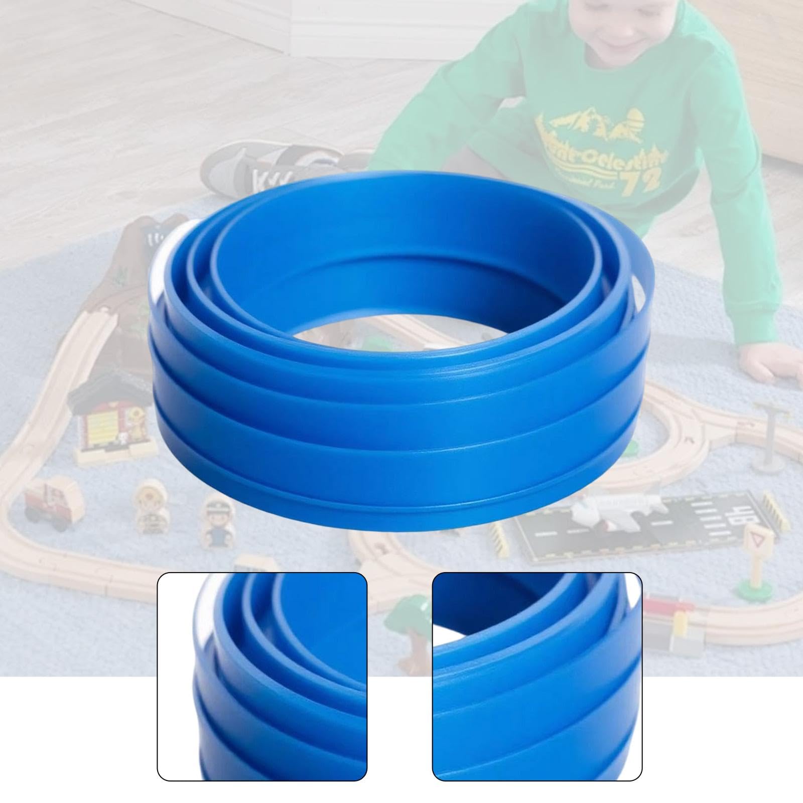 Colcolo Flexible Pista de Carreras Juguete para Niños Pista Enrollable Rampa Flexible Juguetes Portátiles Función Rápida de Montaje Material PP, Azul, 5 Metros