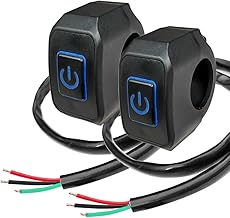 Gebildet Handlebar Headlight Switches 22mm 7/8" IP65 Waterproof, Fog Lights, Handlebar Switch, for Motorcycles, Electric Bikes, Off-Road Vehicles (Blue LED)