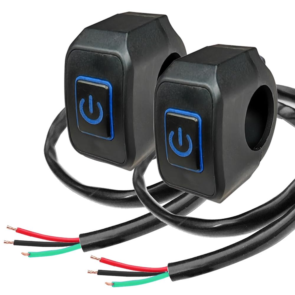 Gebildet Interruttori per Manubrio 22mm 7/8" IP65 Impermeabile per ATV Motociclette Biciclette Elettriche LED Blu