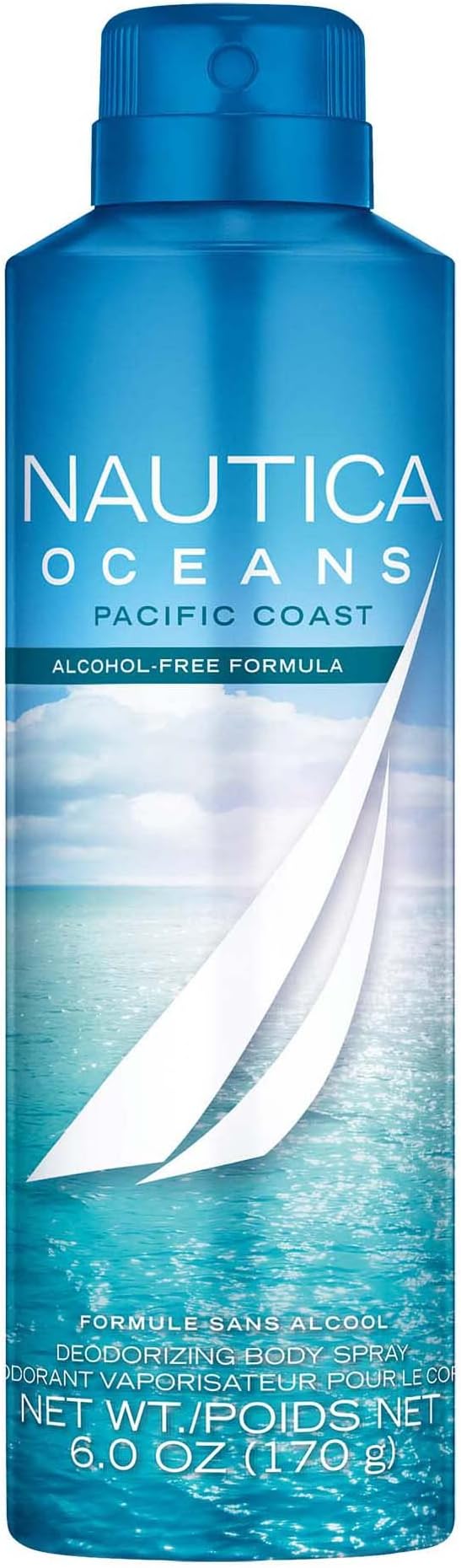 Nautica Oceans Pacific Coast Deo Body Spray 6 fl oz (Pack of 1), Notes of Apple, Cyclamen, and Amberwood, Men's Fragrance, Long Lasting, Everyday Fragrance