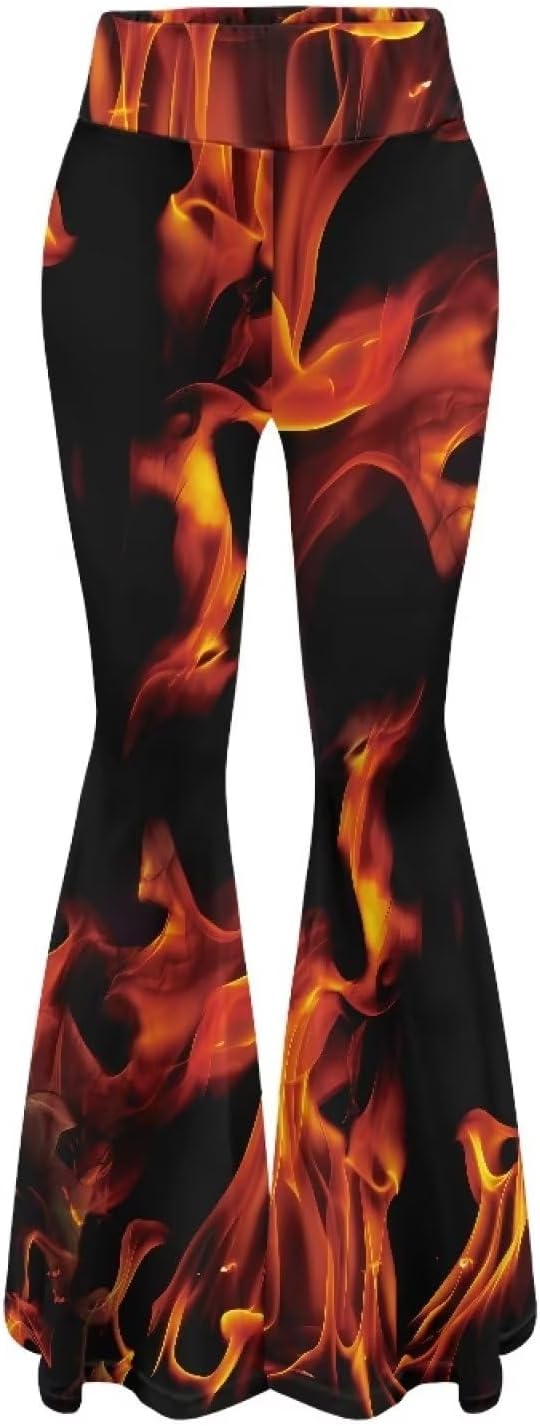 Amzbeauty Graphic Yoga Pants for Women Tummy Control High Waisted Bell Bottom Stretch Pants