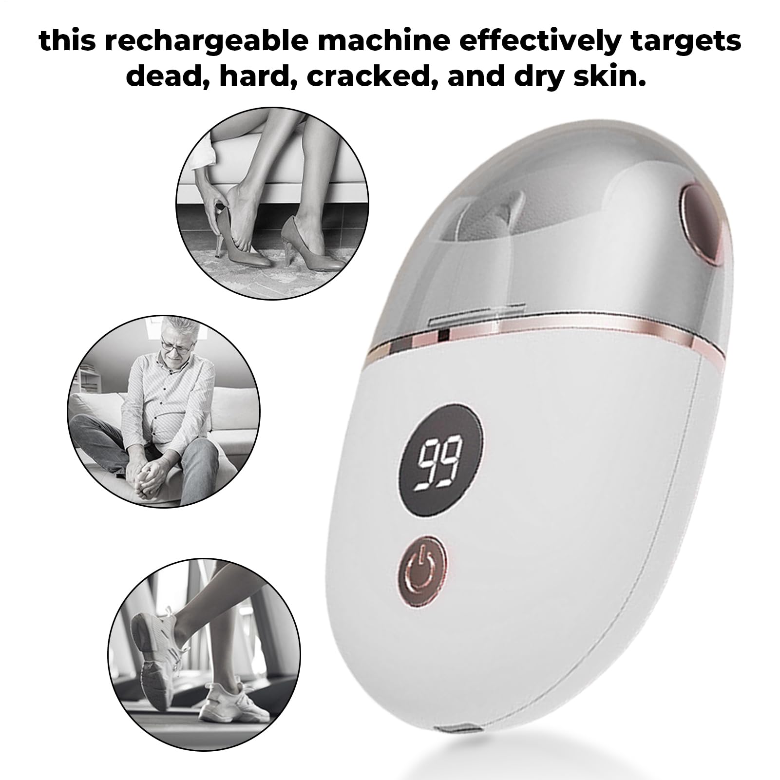 Removedor Eléctrico de Callos para Pies, Callosidades en Pies con Tecnología Eléctrica, Recortadora con 3 Cabezales Recargable Herramienta Hombre Mujer
