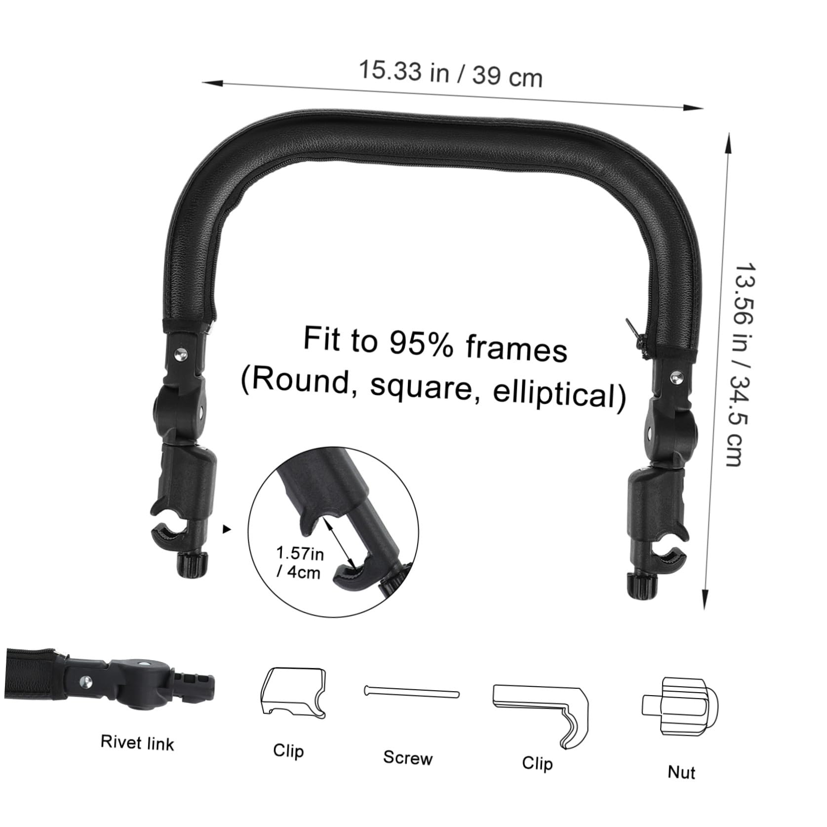 Barre de Maintien pour Poussette Noire, Remplacement 3 Cm
