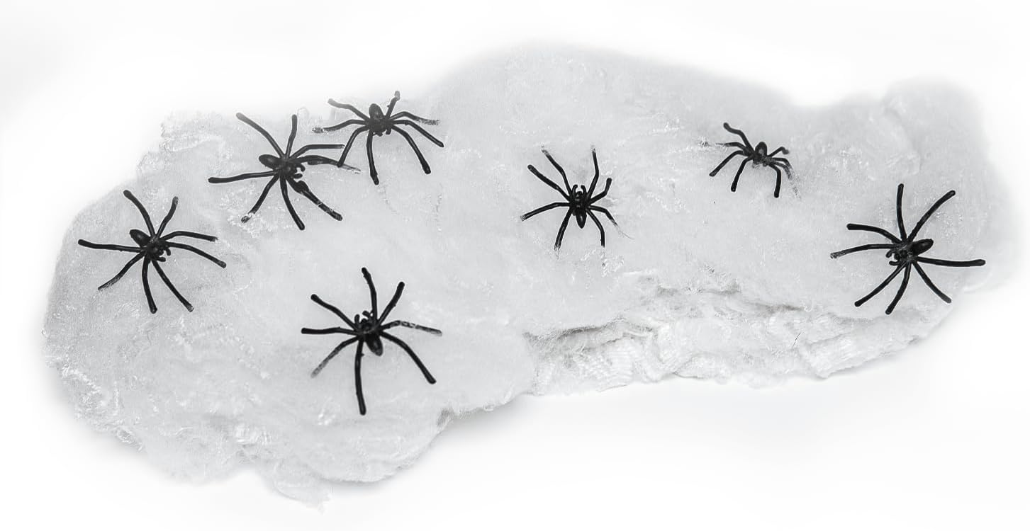 Happy Hippo - Halloween Spider Web Decoration, Plastic Cobwebs Party Supplies (Small, 200 sq.ft)