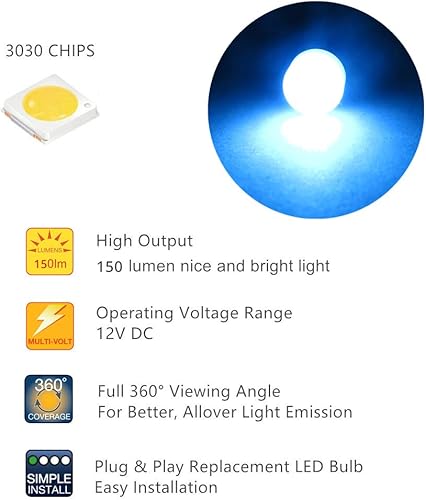 Miniatura 3 de WLJH Panel de instrumentos azul hielo brillante, medidor de racimo velocímetro tacómetro indicador bombilla LED completa kits de luz de repuesto