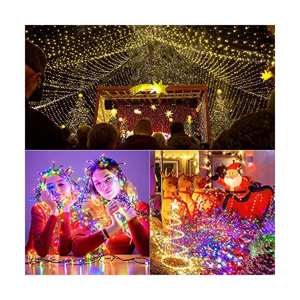 Qedertek Lichterkette Weihnachtsbaum 20M 200 LED Weihnachtsbeleuchtung Außen/Innen Strombetrieben, Warmweiß & Bunt… – Bild 7