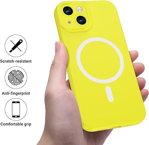 Miniatura 5 de Funda magnética para iPhone 14 Plus, funda de silicona a prueba de golpes compatible con MagSafe, forro de microfibra suave antiarañazos, cubierta