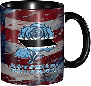 Botswana Botswana Flag Rose Flower Funny Coffe Mug Ceramic Tea Cups Travel Mugs Drink For Work Home Office