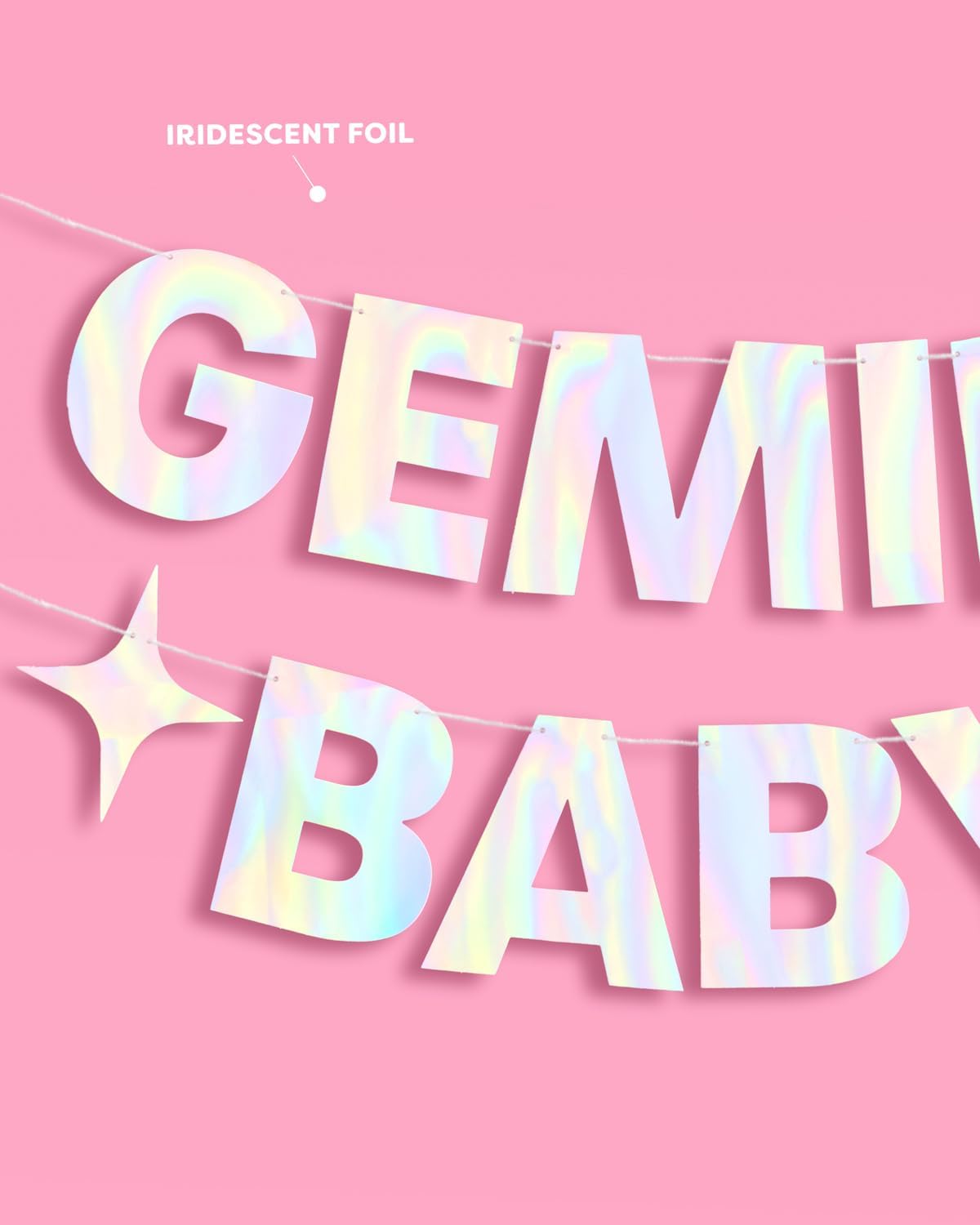 xo, Fetti Gemini Baby Birthday Party Iridescent Foil Banner - 5 Ft. | Zodiac Gemini, Horoscope, Astrology Bday Party Decorations Gift