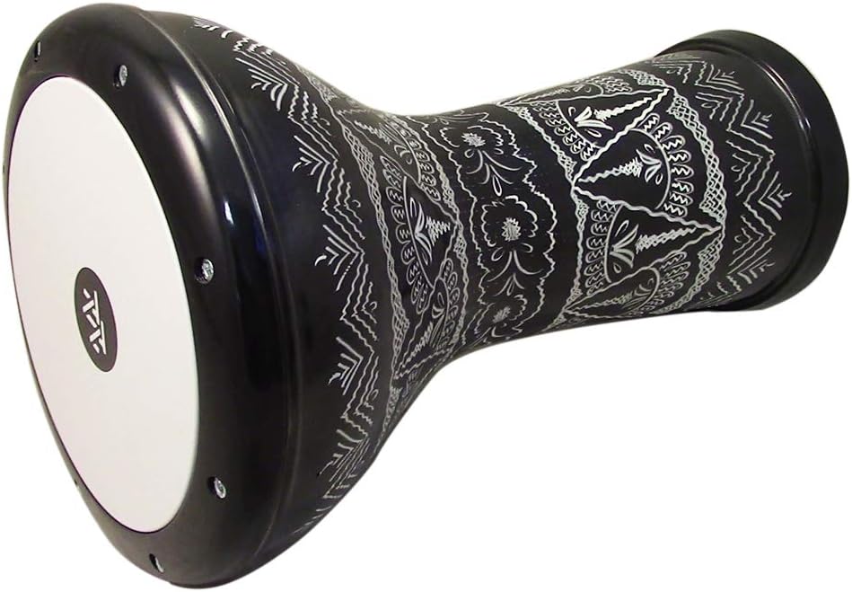 The 17'' Wave Zaza Percussion Egyptian Style Darbuka Doumbek (Black - Engraved)