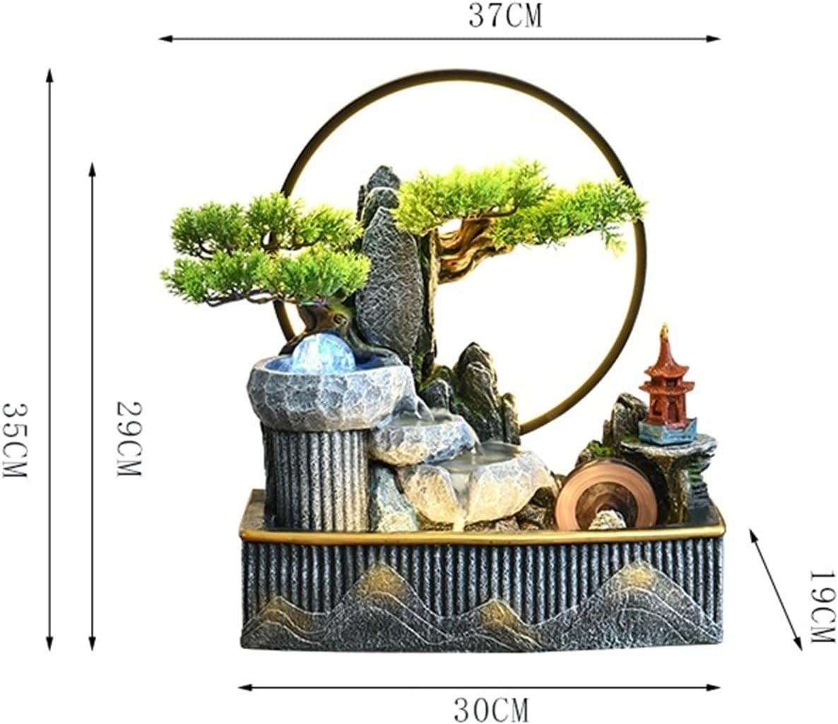 Tabletop Fountain with LED Crystal Ball, Indoor Feng Shui Waterfall Decor for Office Desk, Home Meditation, Relaxation, Wealth and Luck Enhancement Circulating(Small)