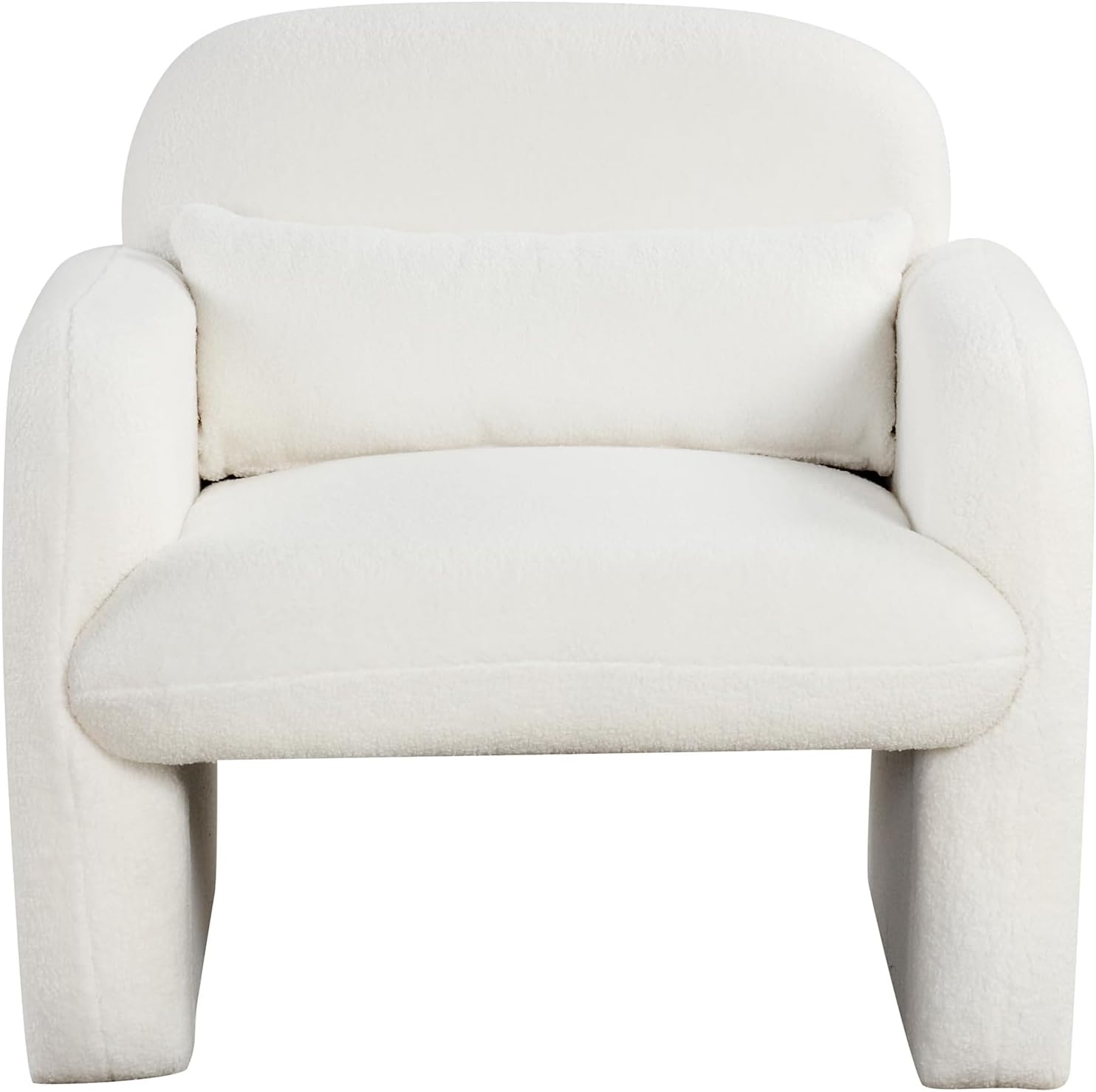 Giantex Modern Accent Chair for Living Room, Sherpa Fabric Upholstered Armchair w/Waist Pillow, Comfy Reading Chair w/Armrests, Small Single Sofa for Bedroom, Reception, Apartment, Office, White