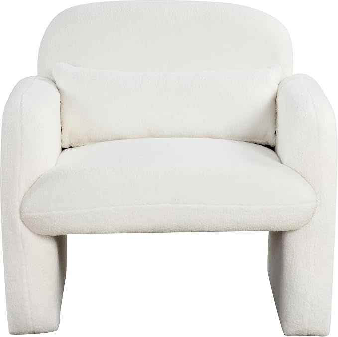 Sillón Moderno de Acento en Blanco con Tela Sherpa miniatura 8