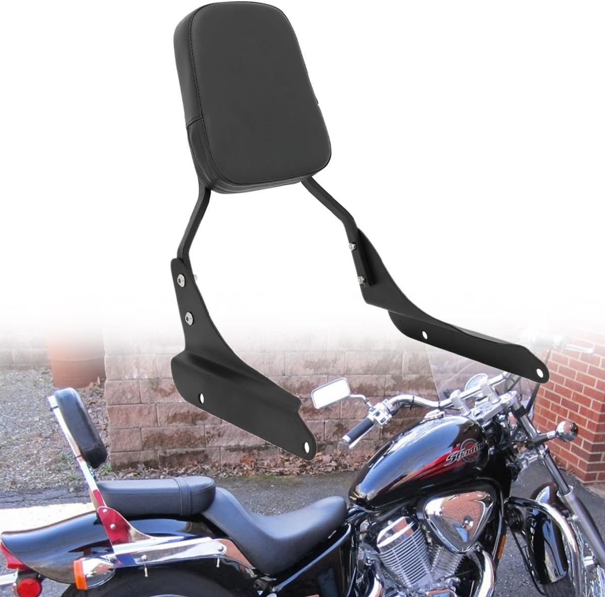 Passenger Sissy Bar Rear Backrest Pad for Honda Shadow VLX 600 VT600C VT600CD Deluxe 1998-2008, Black